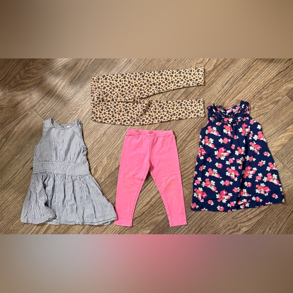 3T Toddler Carters , Cat & Jack , Osh Kosh 2 Dresses 2 Pants Kids Clothes Lot